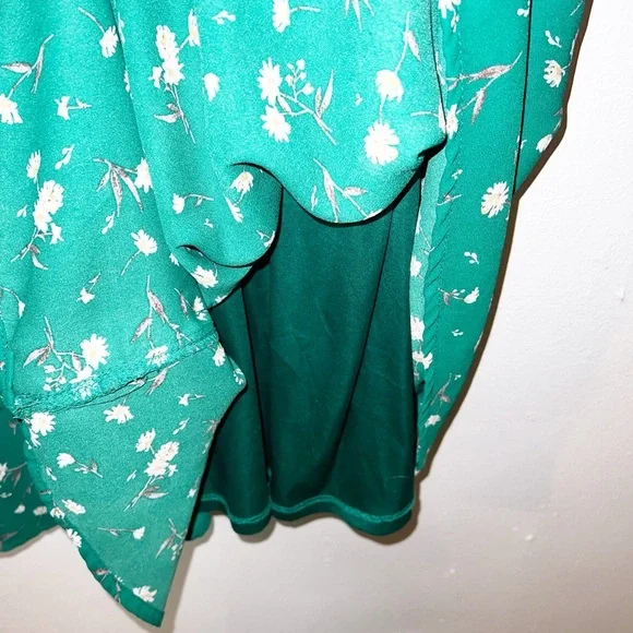 Jessica Simpson green floral smocked lined summer mini dress - Picture 7 of 11